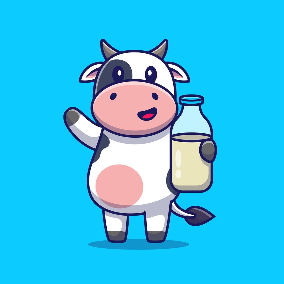 schattig koe Holding melk tekenfilm vector icoon illustratie. dier drinken icoon concept geïsoleerd premie vector. vlak tekenfilm stijl