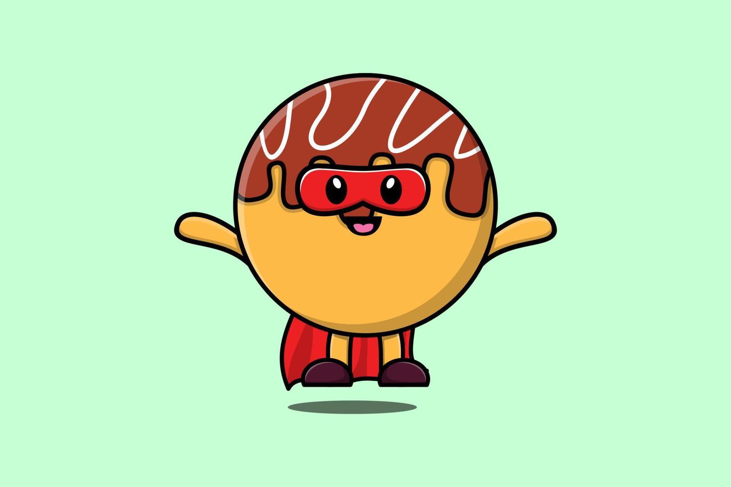 schattig takoyaki superheld karakter vlieg illustratie vector