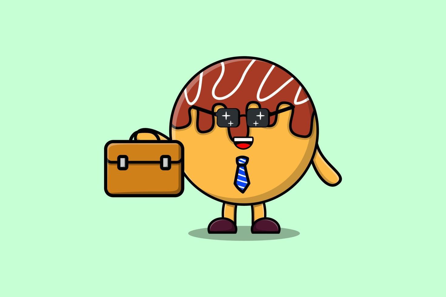 schattig tekenfilm takoyaki zakenman karakter vector