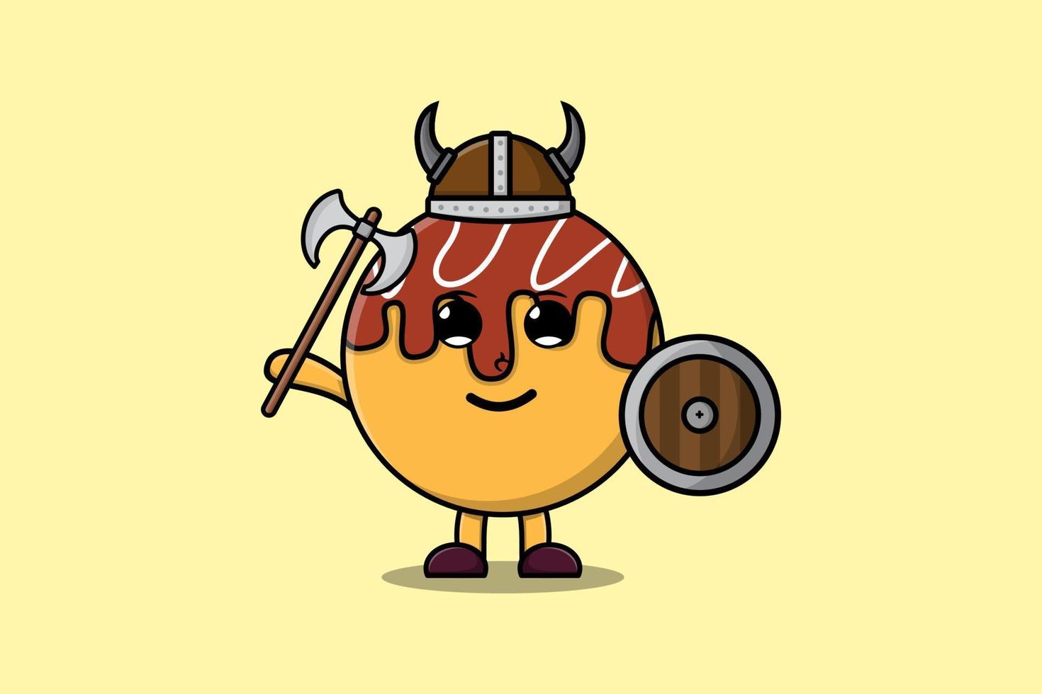 schattig tekenfilm karakter takoyaki viking piraat vector