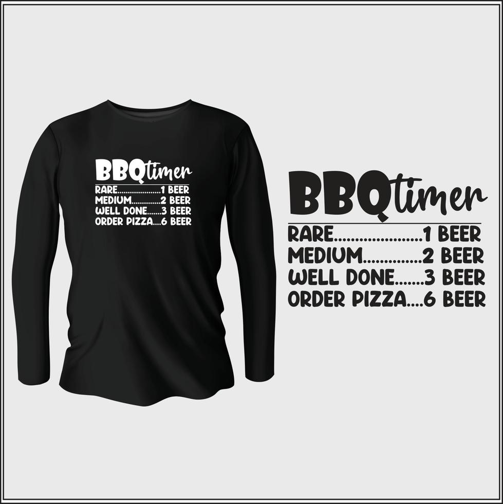 bbq timer t-shirt ontwerp met vector