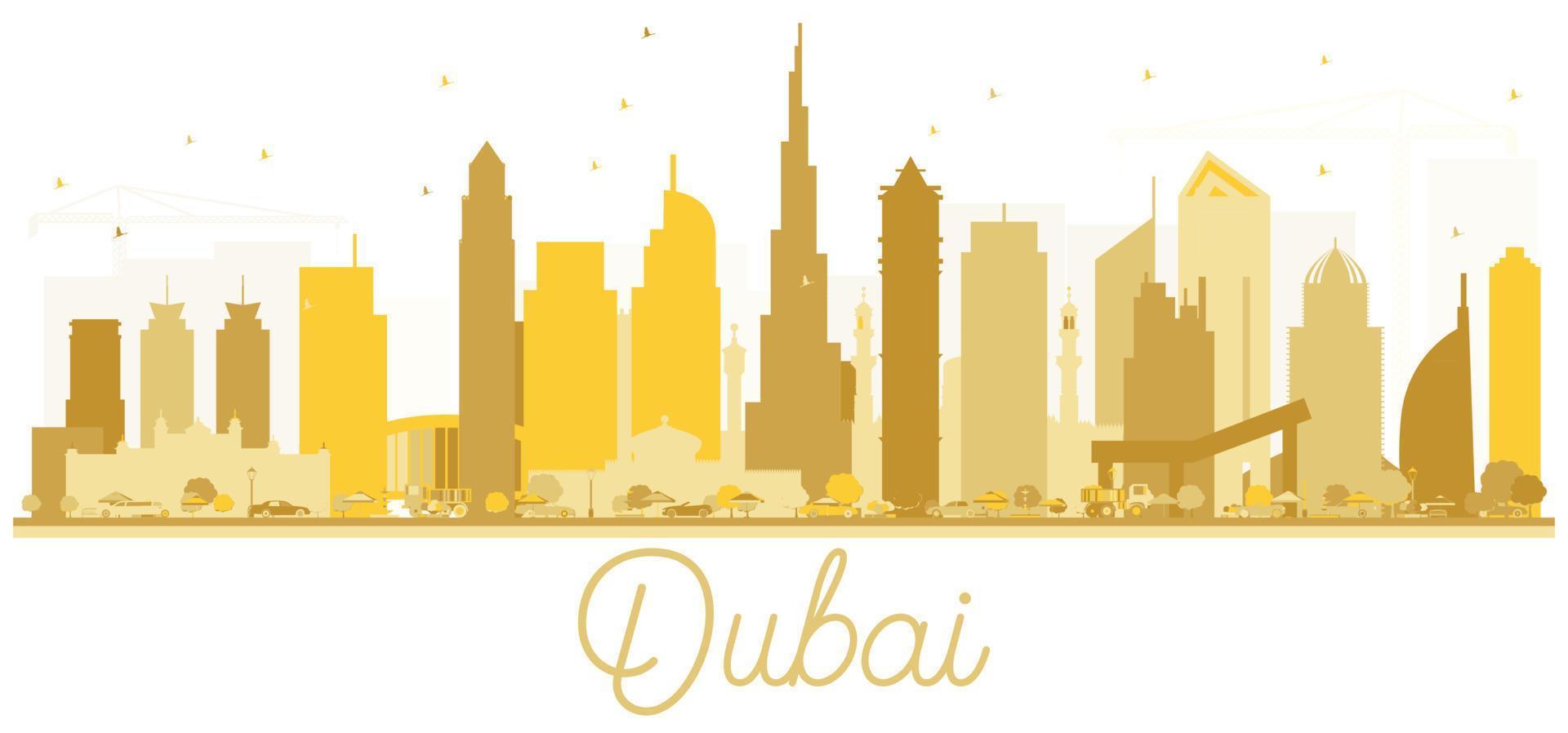 Dubai uae stad horizon gouden silhouet. vector