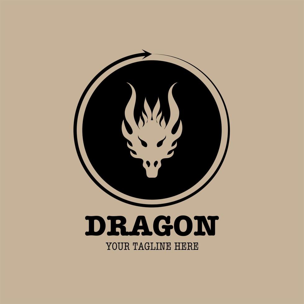 logo ontwerp sjabloon, met draak hoofd icoon in cirkel, schild vector