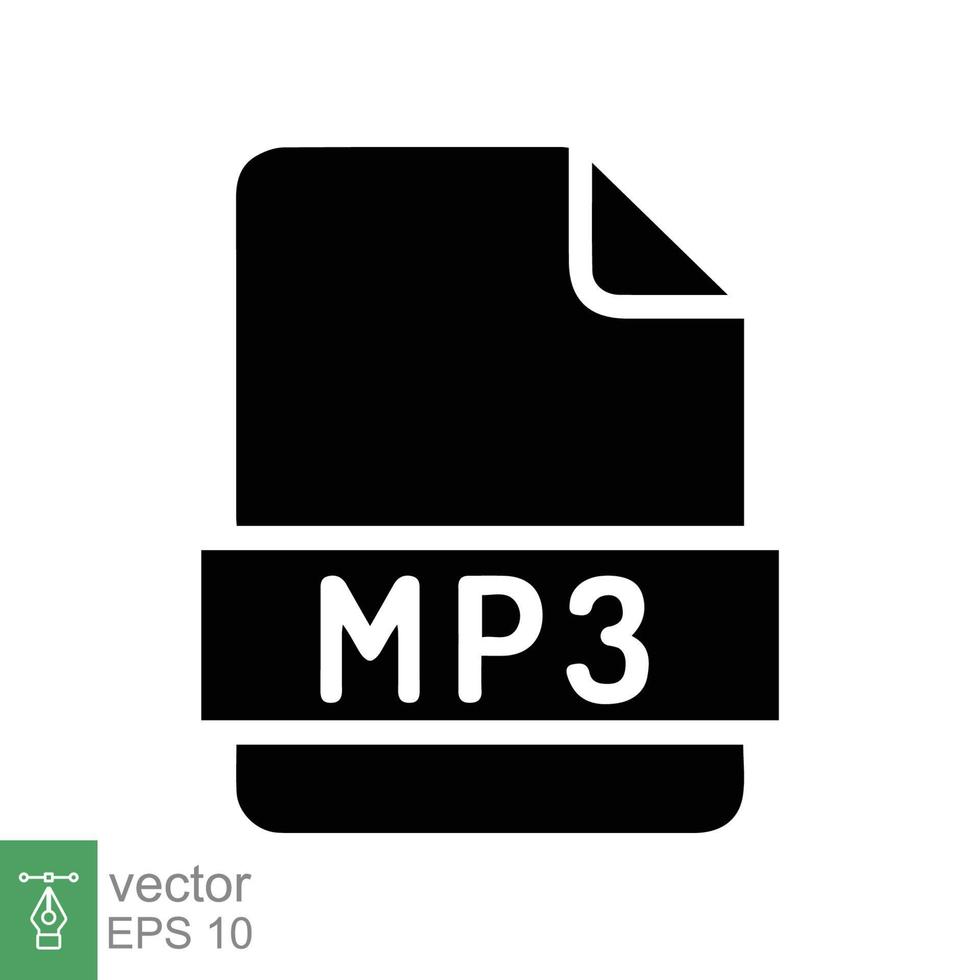 mp3 het dossier icoon. gemakkelijk solide stijl. muziek- formaat, geluid downloaden, audio concept. glyph symbool. vector illustratie ontwerp geïsoleerd Aan wit achtergrond. eps 10.