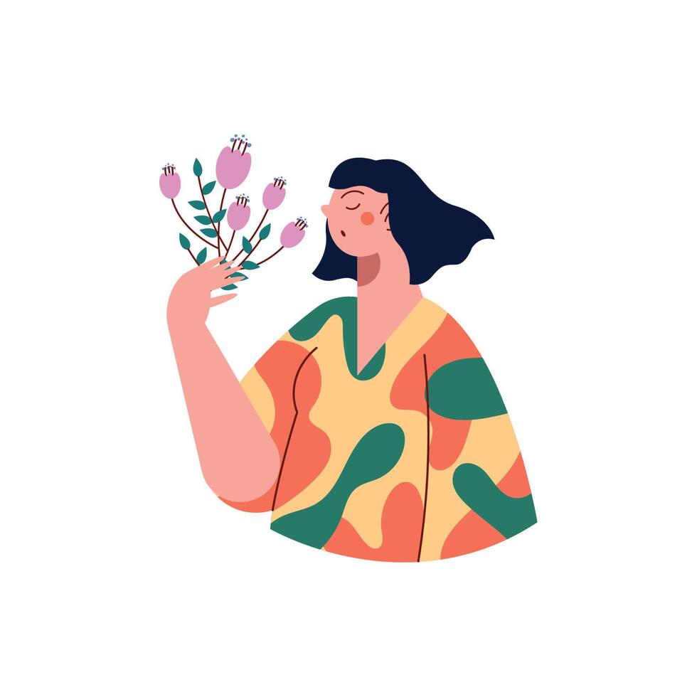 schoonheid vrouw met bloemen vector