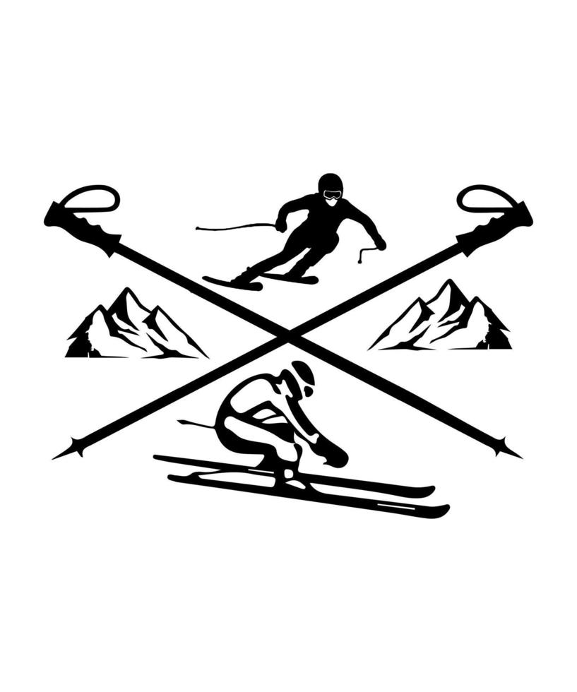 skiën logo vector t-shirt illustratie ontwerp