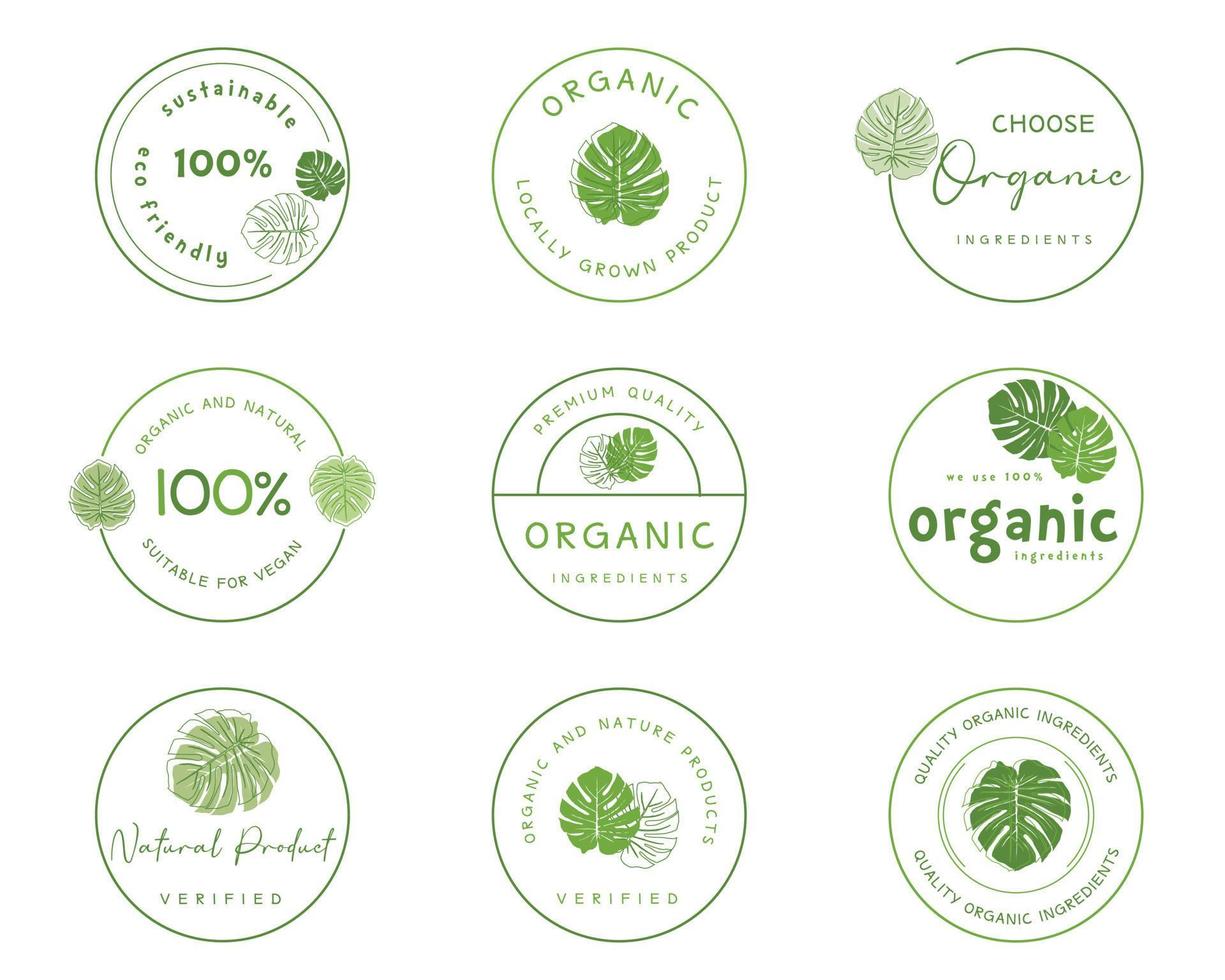 biologisch voedsel, natuurlijk Product en boerderij vers teken pictogrammen en elementen verzameling voor voedsel markt. vector