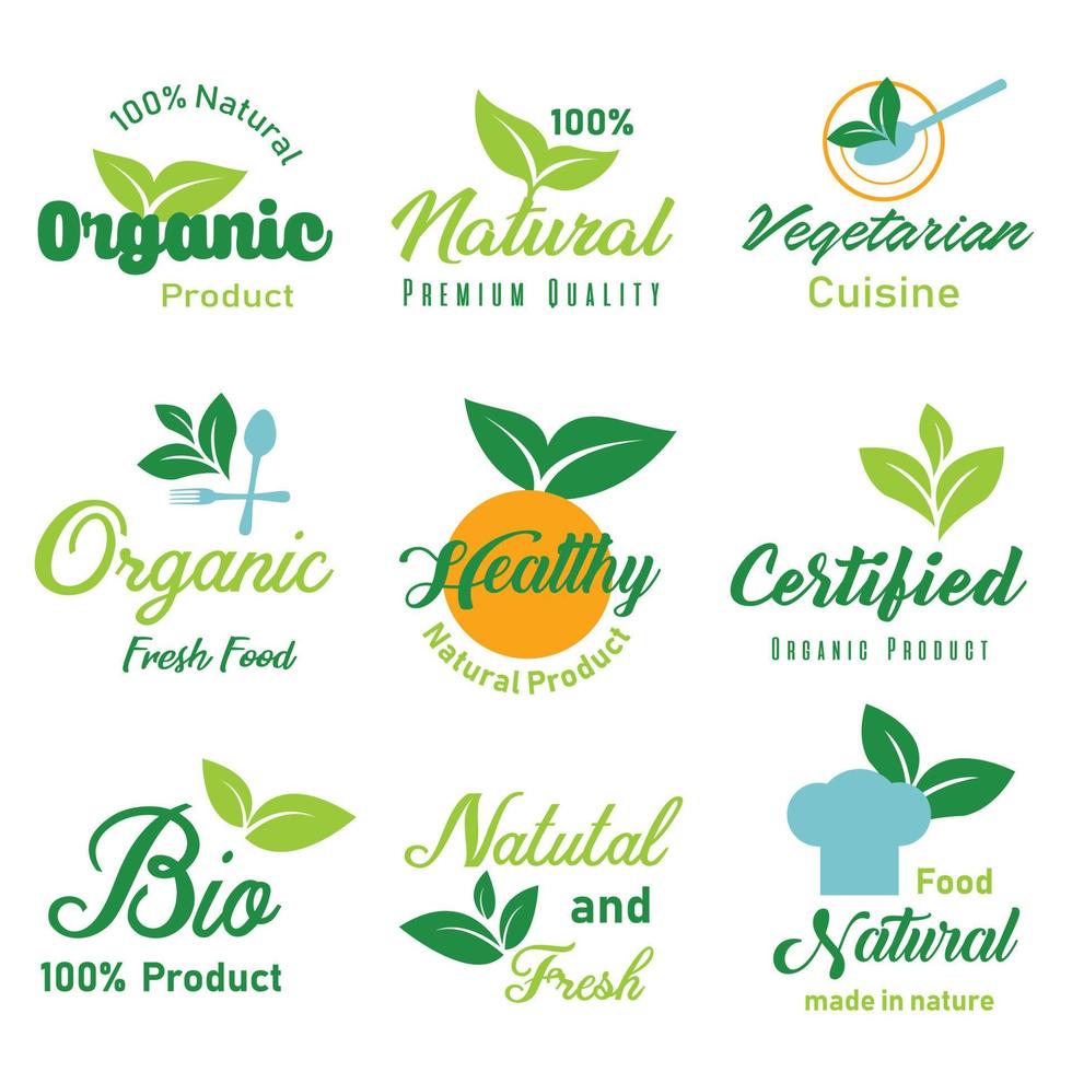 natuurlijk en biologisch voedsel, boerderij vers en biologisch Product stickers, insignes, logo en icoon voor e-commerce, natuurlijk en biologisch producten Promotie. vector