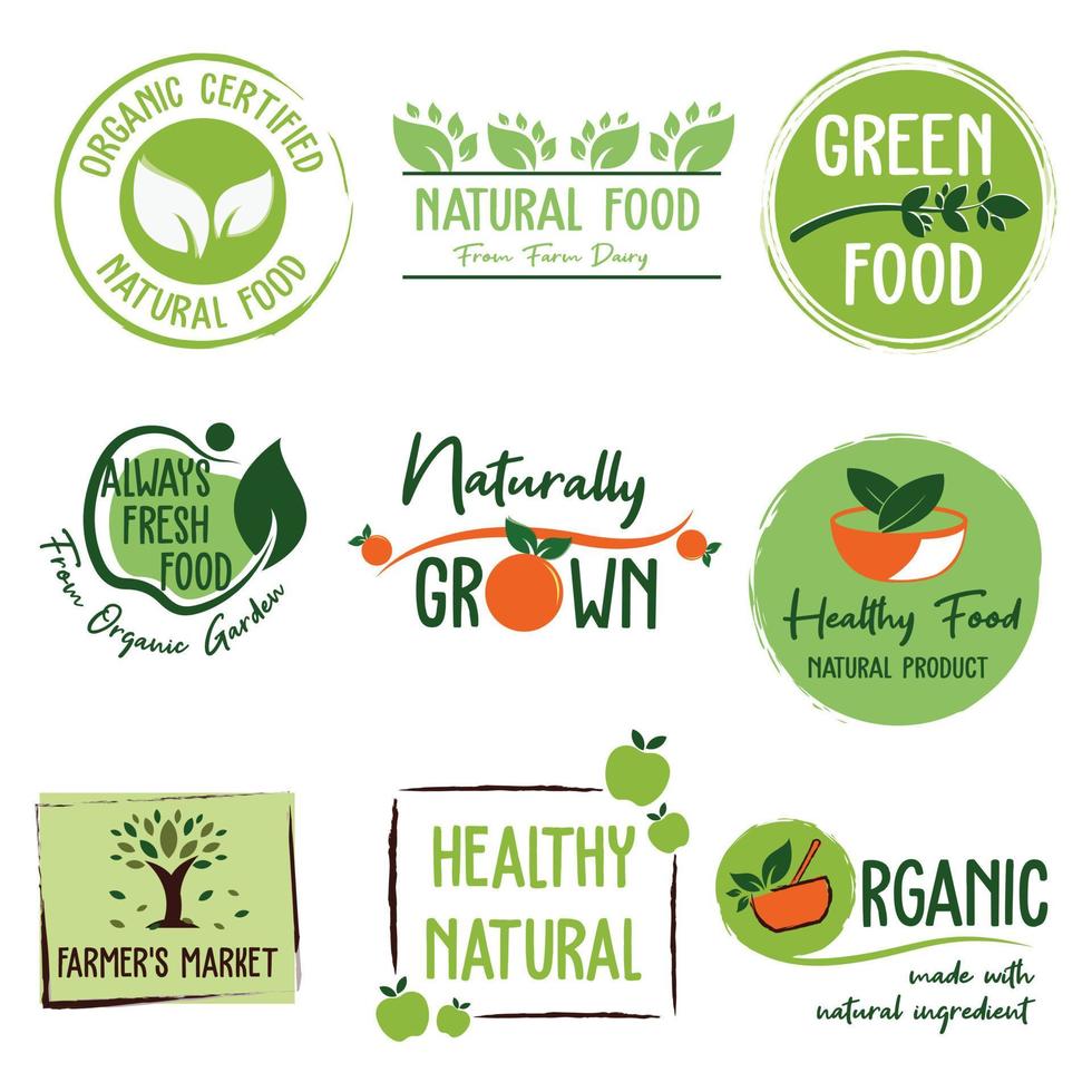 natuurlijk en biologisch voedsel, boerderij vers en biologisch Product stickers, insignes, logo en icoon voor e-commerce, natuurlijk en biologisch producten Promotie. vector