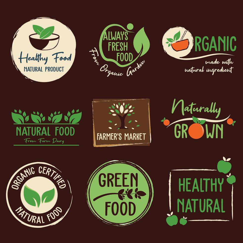 natuurlijk en biologisch voedsel, boerderij vers en biologisch Product stickers, insignes, logo en icoon voor e-commerce, natuurlijk en biologisch producten Promotie. vector