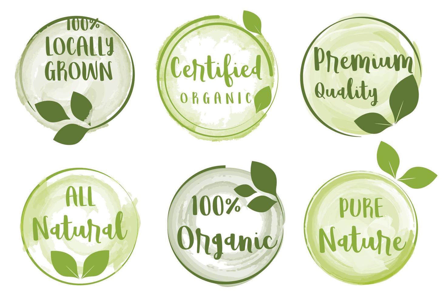 biologisch voedsel, natuurlijk Product en gezond leven etiketten en badges verzameling voor voedsel markt, biologisch producten, natuurlijk Product Promotie en premie kwaliteit voor voedsel en drankje. vector