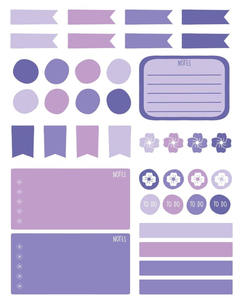 reeks van ontwerper stickers. afdrukbare ontwerper stickers. planners en wekelijks dagen label. kogel logboek stickers, planner, plakboek stickers ontwerp. vector