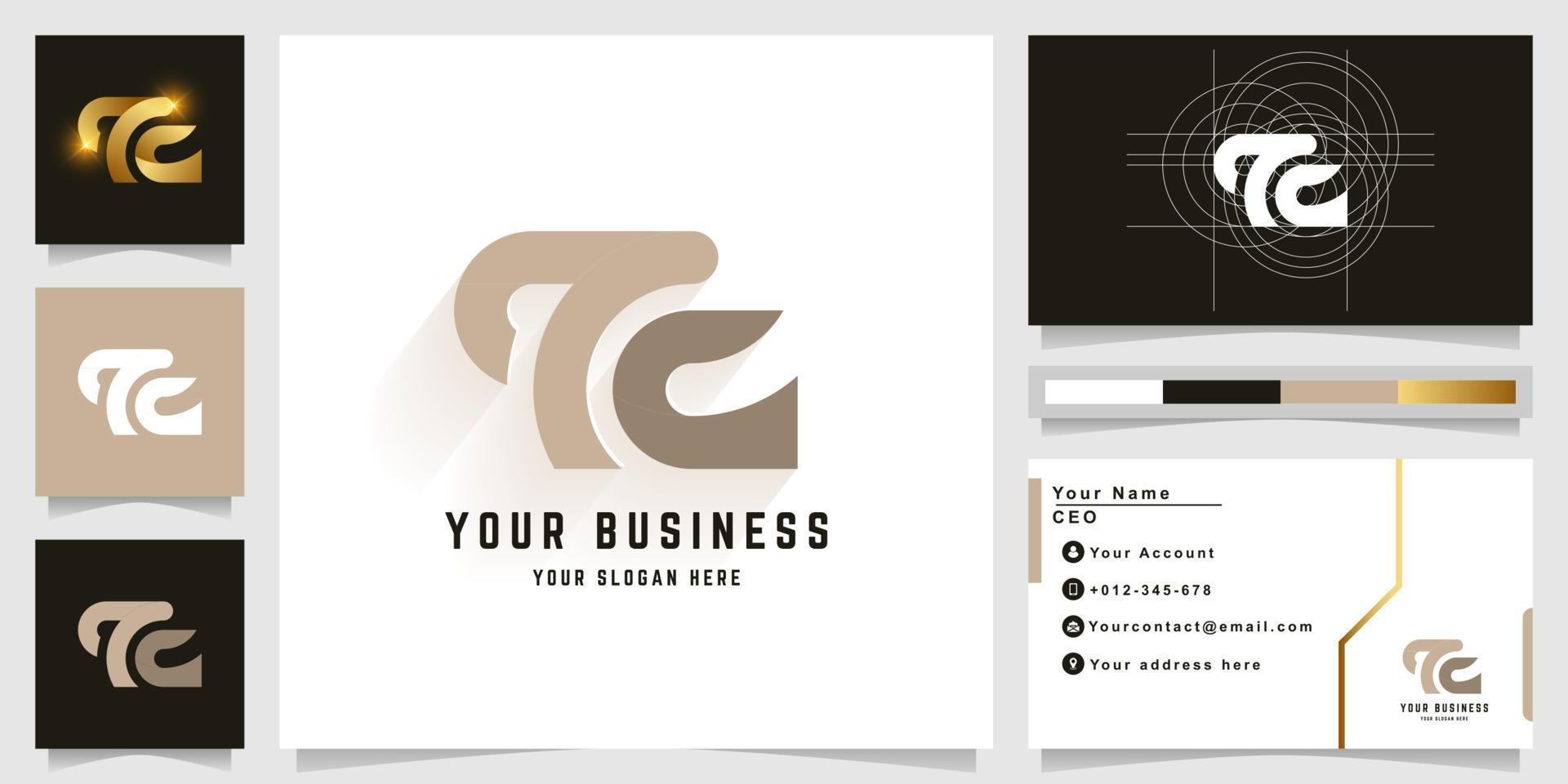 brief qc of tc monogram logo met bedrijf kaart ontwerp vector