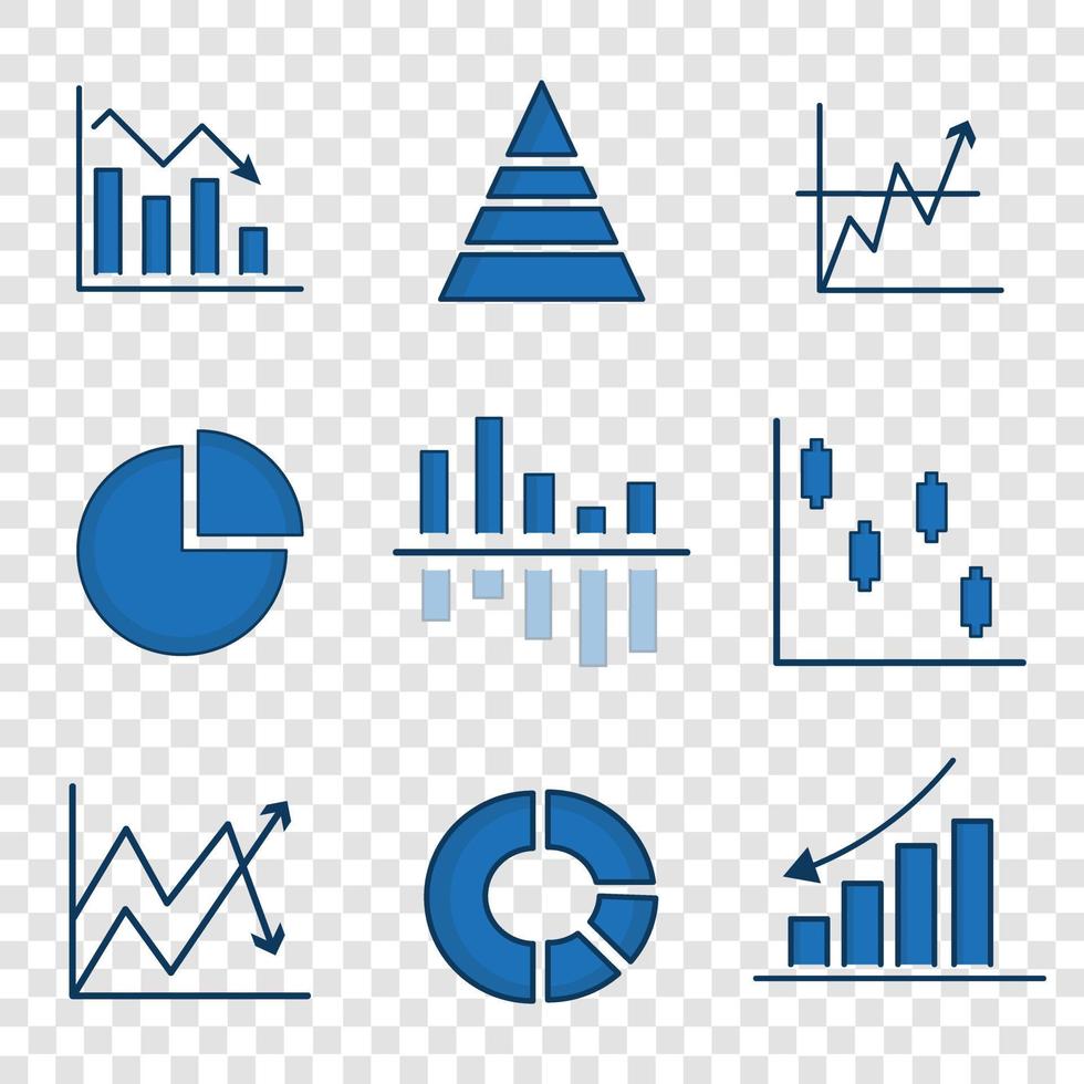 statistieken en diagram lijn pictogrammen set. bedrijf infographics pictogrammen. geïsoleerd vector illustratie