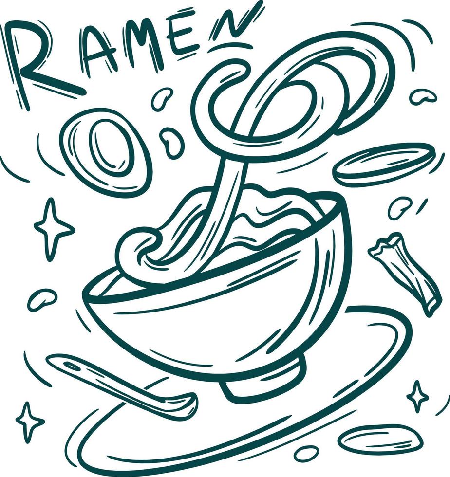 Aziatisch voedsel verzameling klem kunst. ramen vector illustratie