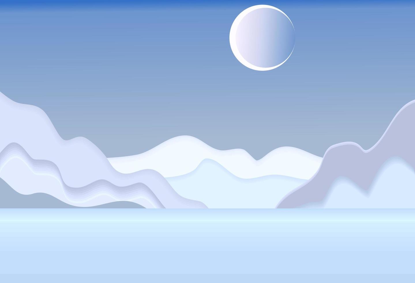 papier veld- landschap zomer landschap met groen heuvels en blauw lucht wit wolken lagen papier besnoeiing vector creatief 3d natuur ecologie grafisch wereld afbeelding, blauw zee en blauw maan Aan lucht.