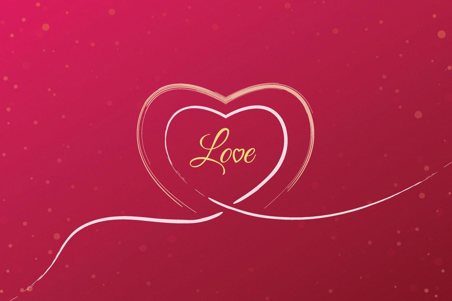 liefde woord hand- getrokken belettering en schoonschrift met lijn harten Aan roze achtergrond, vector illustratie minimaal ontwerp