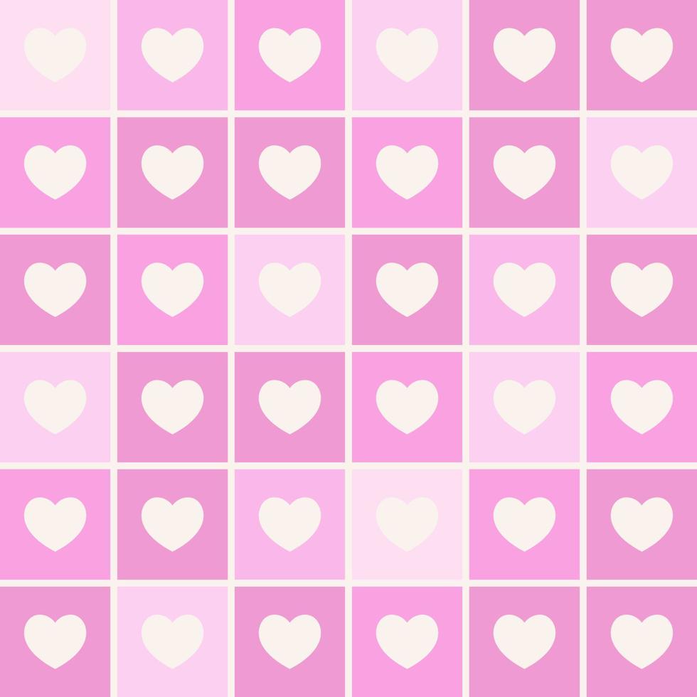 y2k roze hart naadloos patroon. geruit meisjesachtig achtergrond voor valentijnsdag dag vector