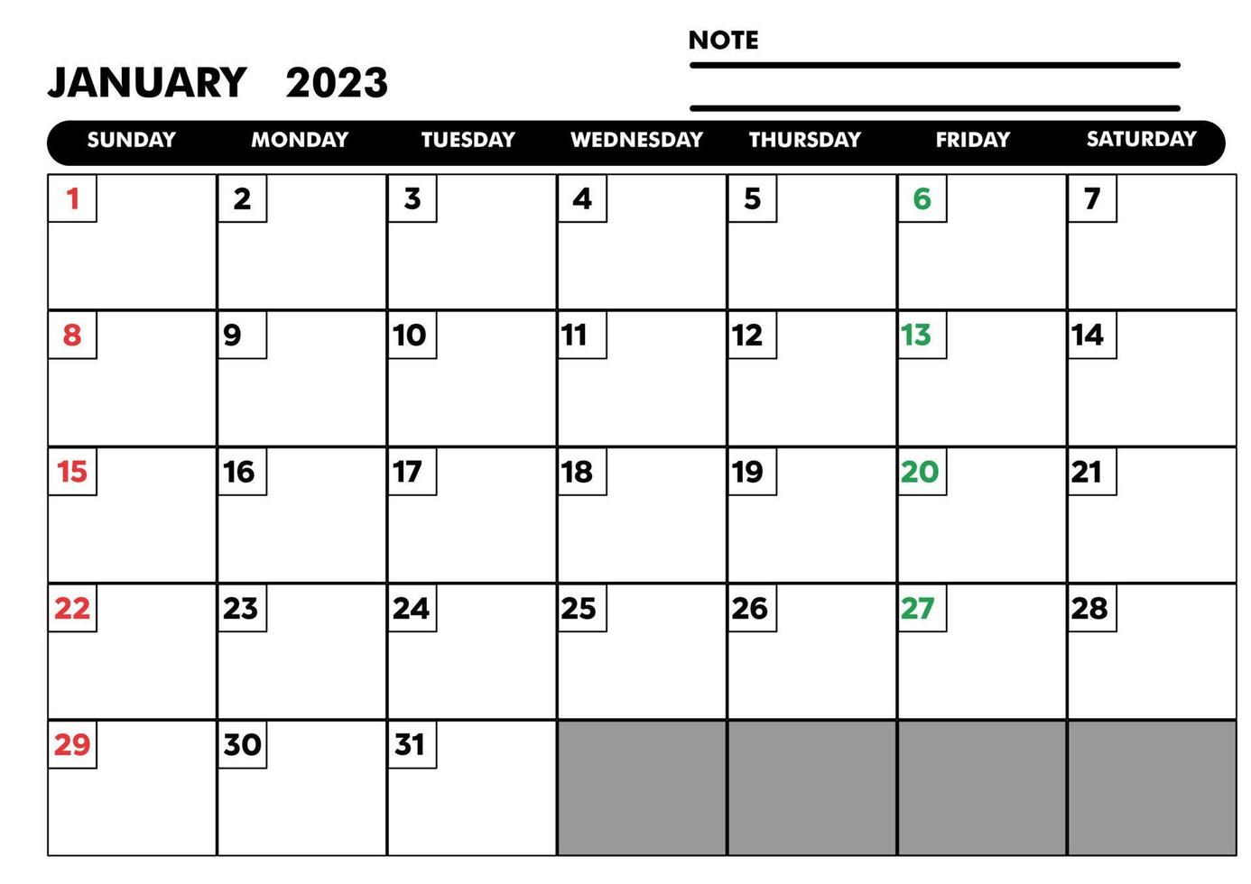 kalender januari 2023 maand voor schaven vector