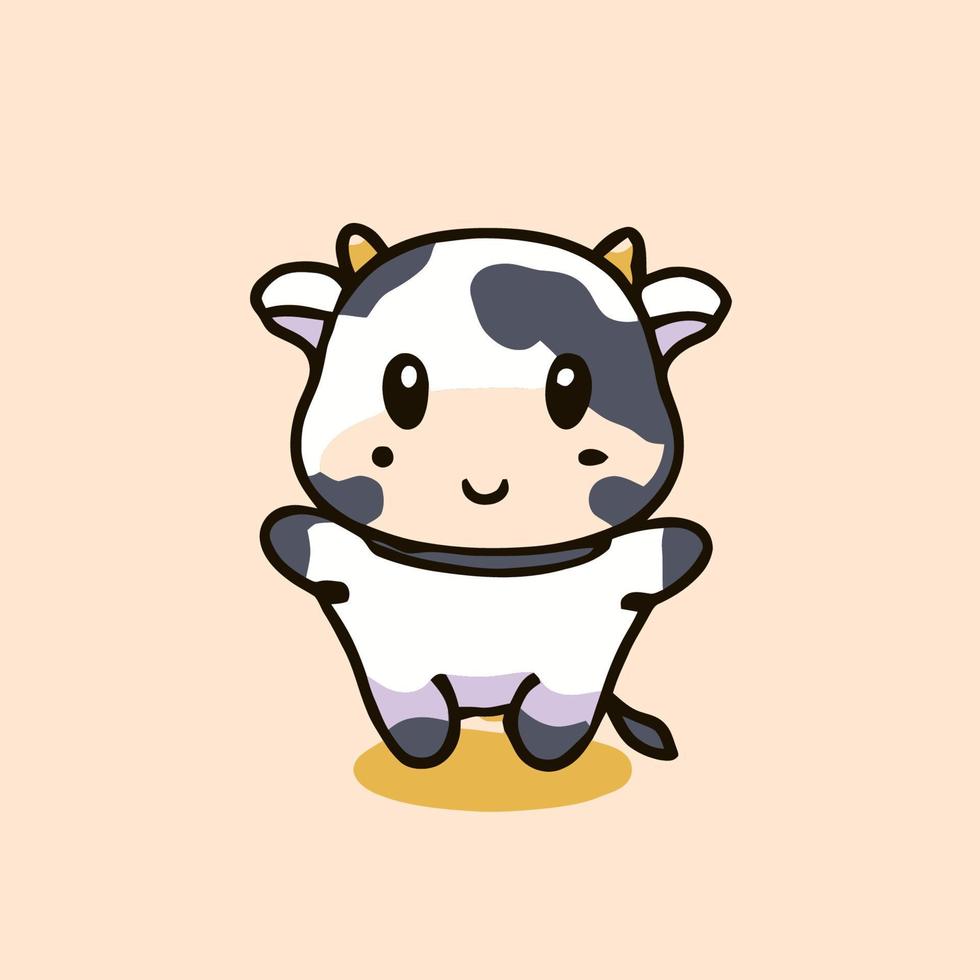 schattig chibi koe kawaii illustratie koe boerderij icoon grafisch vector