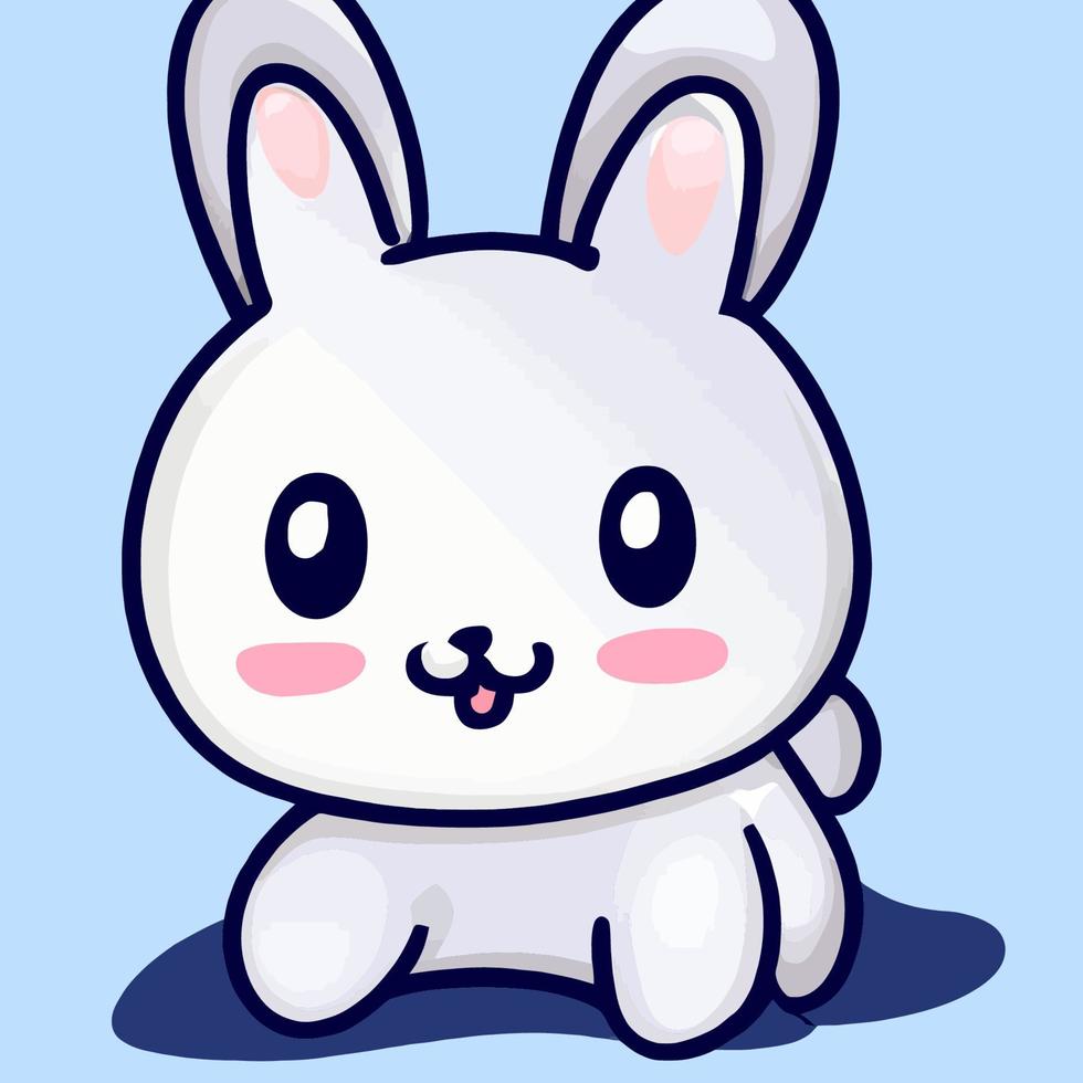 schattig konijn illustratie konijn kawaii chibi vector tekening stijl konijn tekenfilm konijn