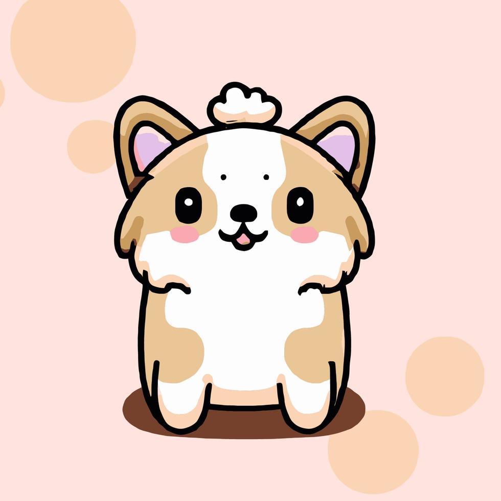 schattig hond illustratie hond kawaii chibi vector tekening stijl hond tekenfilm