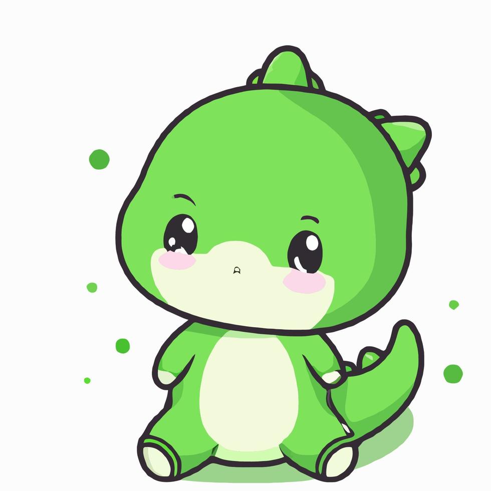 schattig chibi dinosaurus illustratie dinosaurus kawaii vector tekening stijl dinosaurus tekenfilm