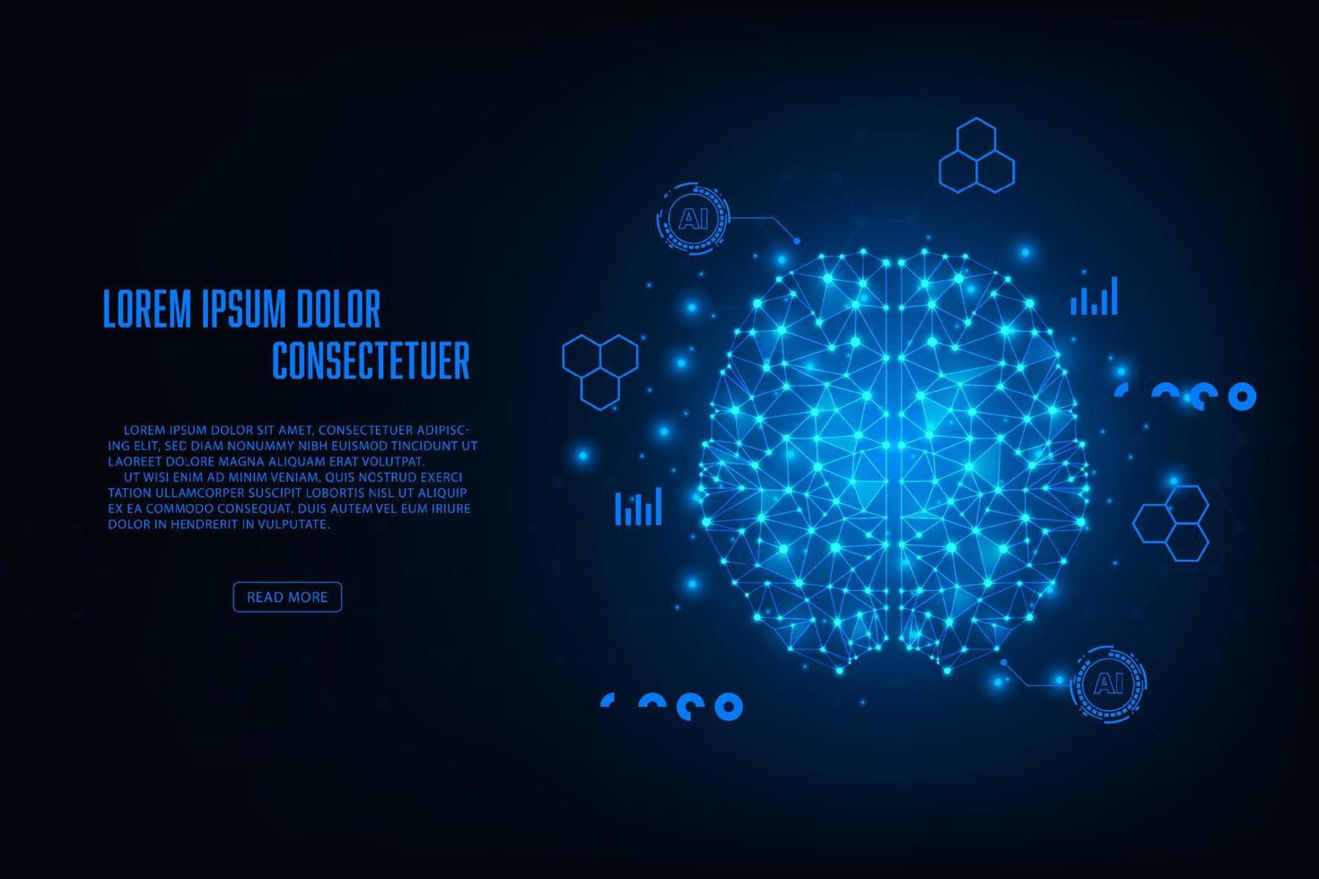 vector kunstmatig intelligentie- hardware concept. gierend verbinding hologram brein. technologie abstract achtergrond.