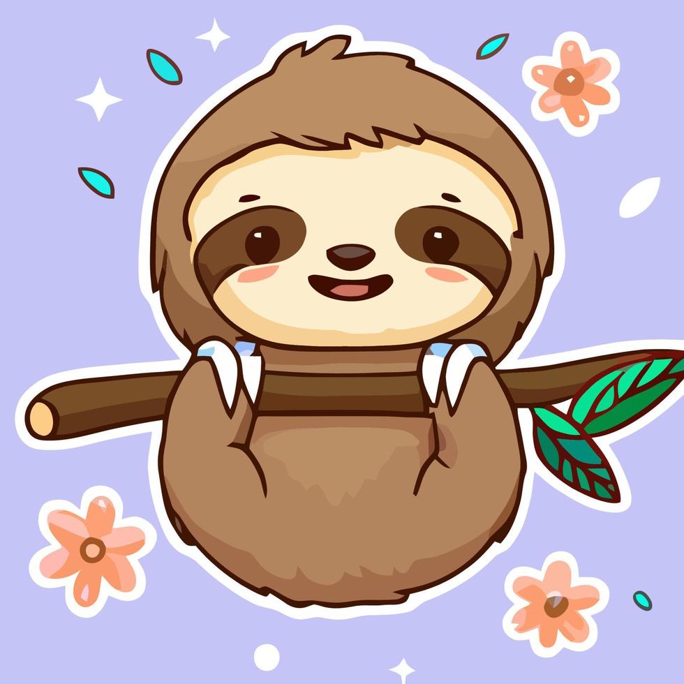 schattig chibi luiaard kawaii illustratie lui luiaard slaperig grafisch vector