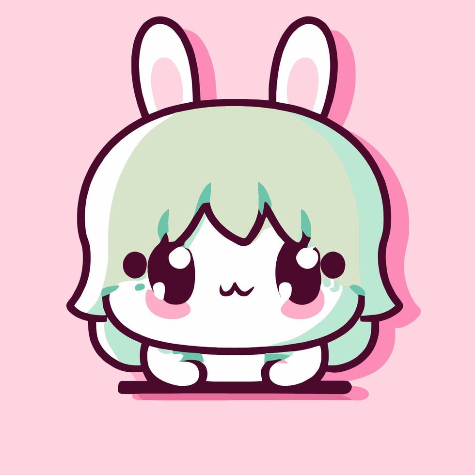 schattig konijn illustratie konijn kawaii chibi vector tekening stijl konijn tekenfilm konijn