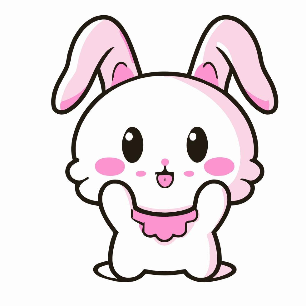 schattig konijn illustratie konijn kawaii chibi vector tekening stijl konijn tekenfilm konijn