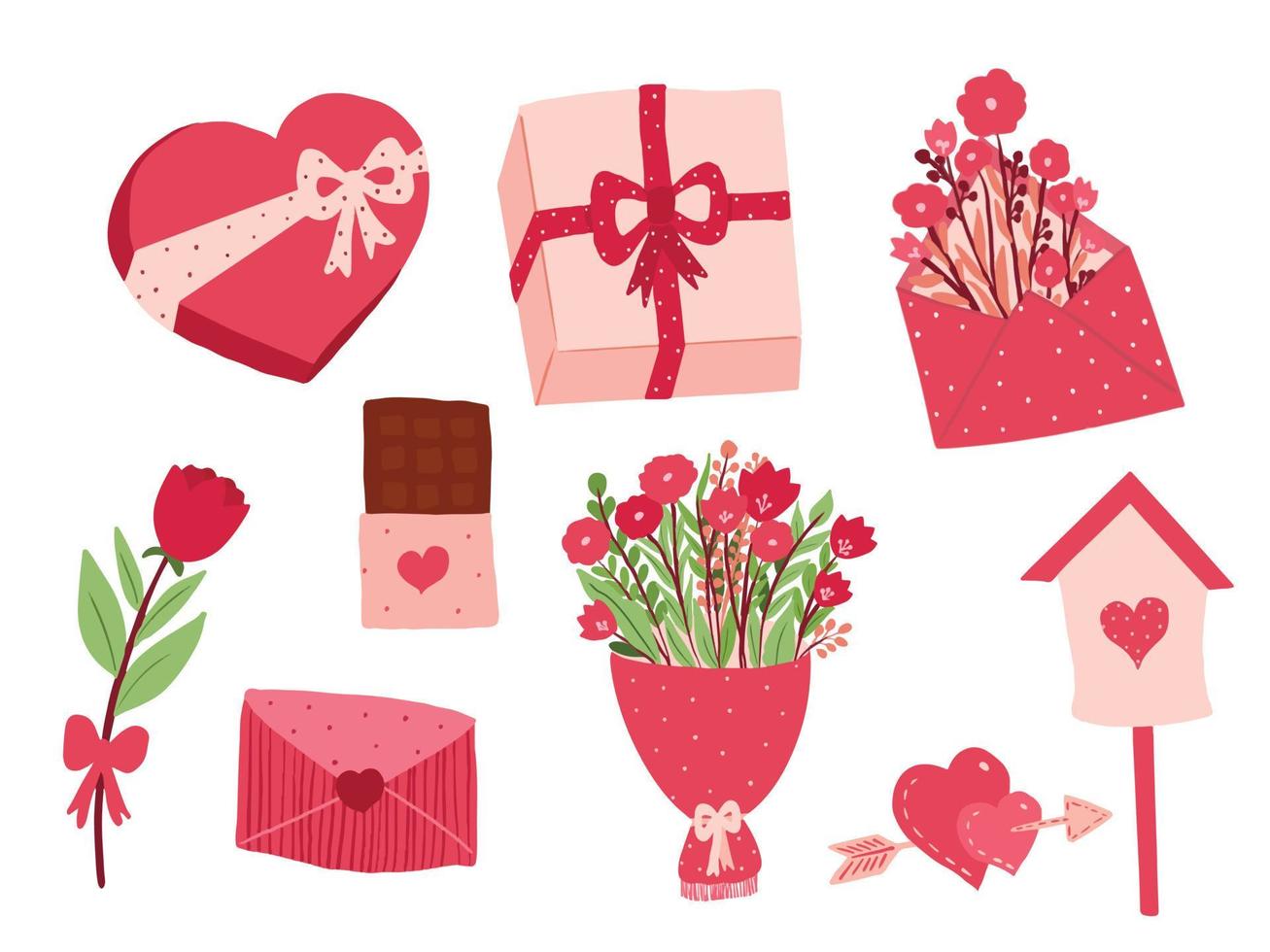 vector vlak valentijnsdag dag viering bloem geschenk liefde illustratie