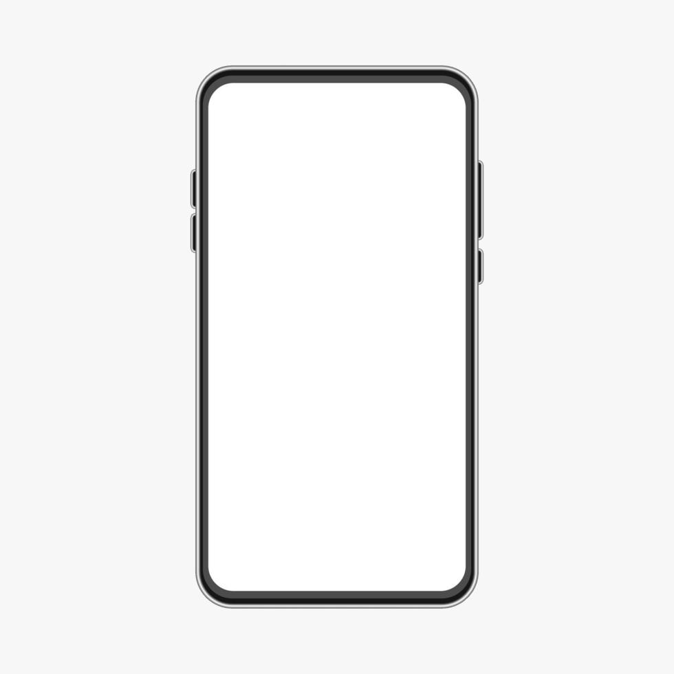 modern smartphone apparaat zilver zwart kader vector mockup sjabloon