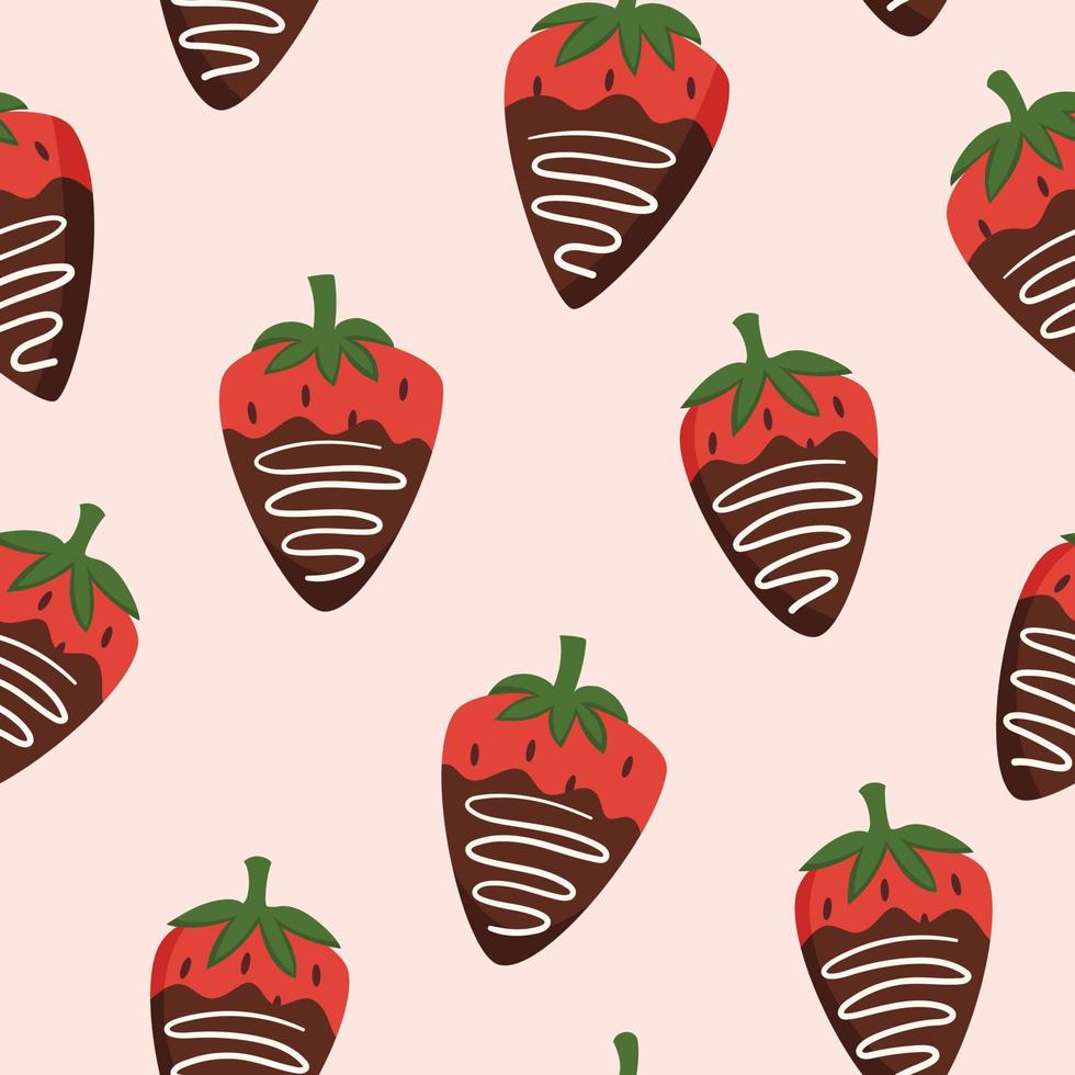 chocola gedekt aardbeien naadloos patroon vector