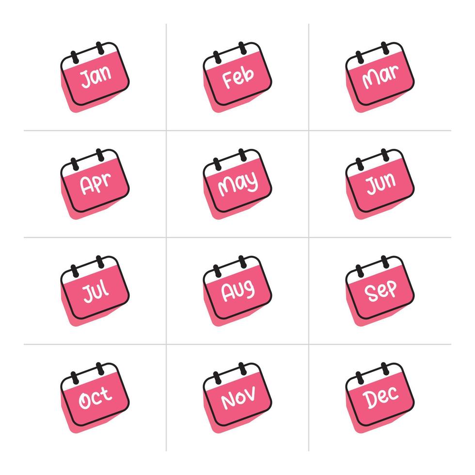 een reeks van roze kalender maand pictogrammen illustratie formaat vector. vector