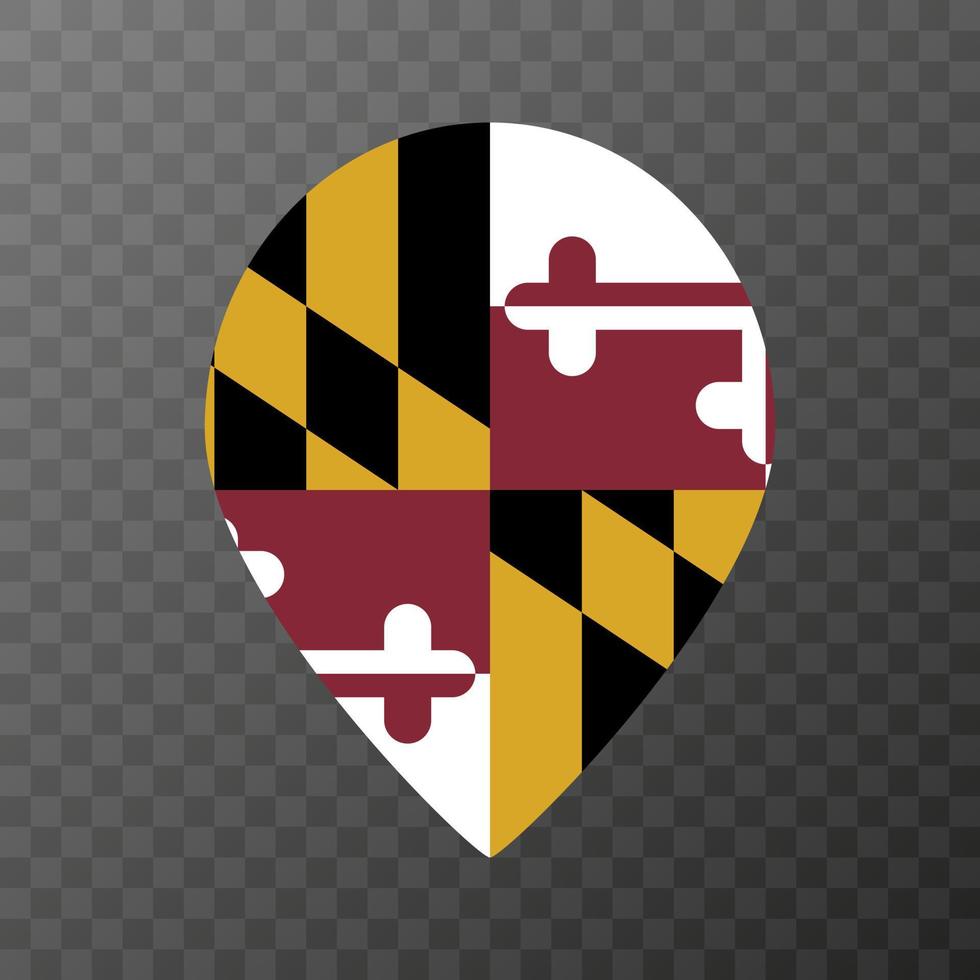 kaart wijzer met vlag Maryland staat. vector illustratie.