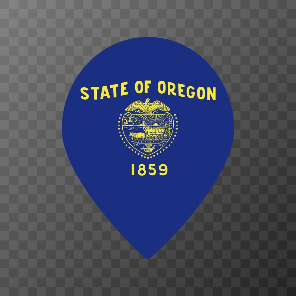 kaart wijzer met vlag Oregon staat. vector illustratie.