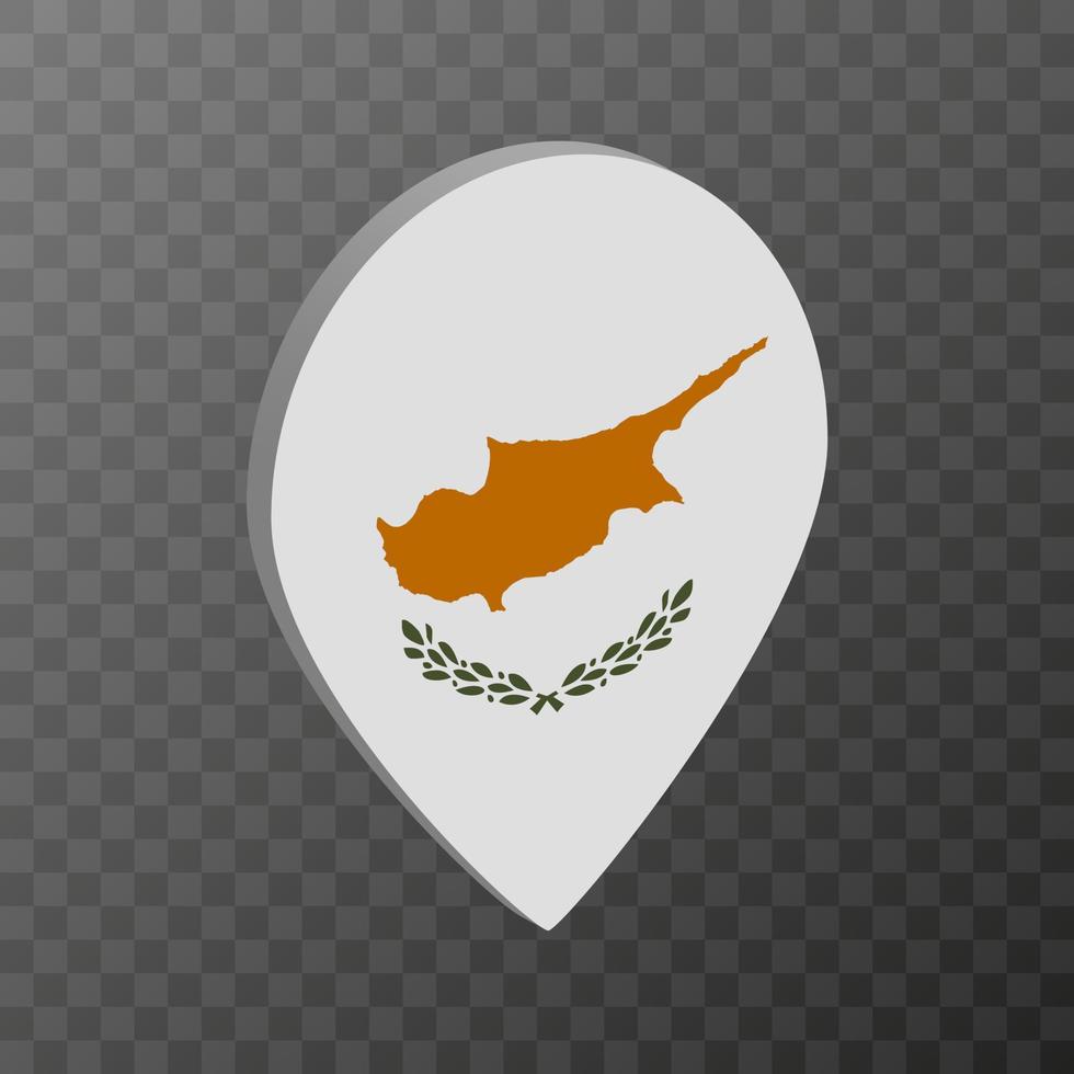 kaart wijzer met Cyprus vlag. vector illustratie.