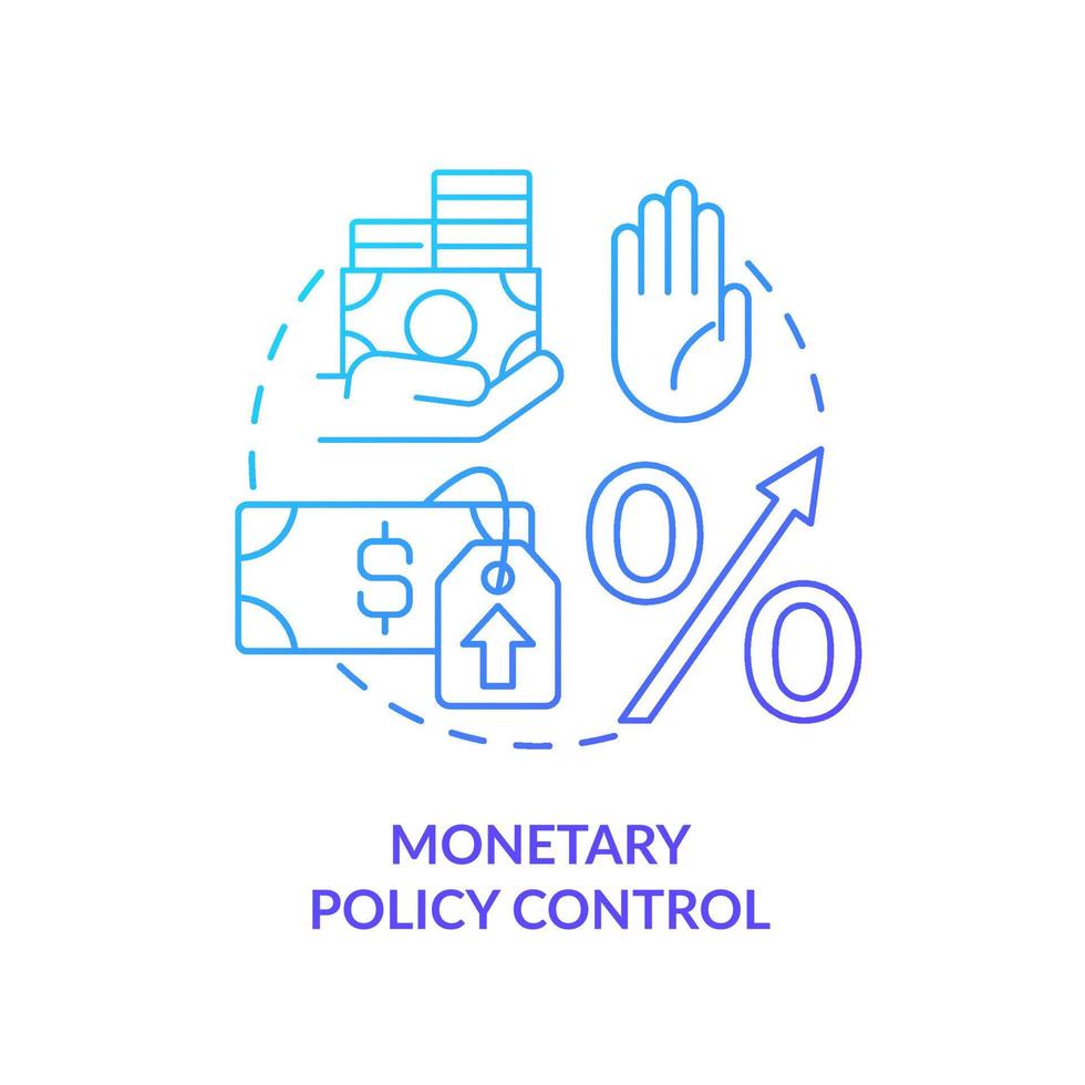 monetair het beleid controle blauw helling concept icoon. regulatie meeteenheid. controlerend inflatie abstract idee dun lijn illustratie. geïsoleerd schets tekening vector