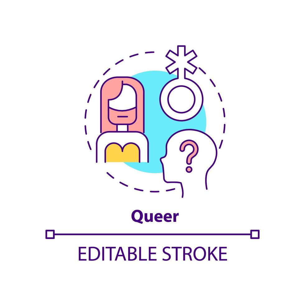 vreemd concept icoon. Ondervragen. specifiek seksueel identiteit. lgbt gemeenschap lid abstract idee dun lijn illustratie. geïsoleerd schets tekening. bewerkbare beroerte vector