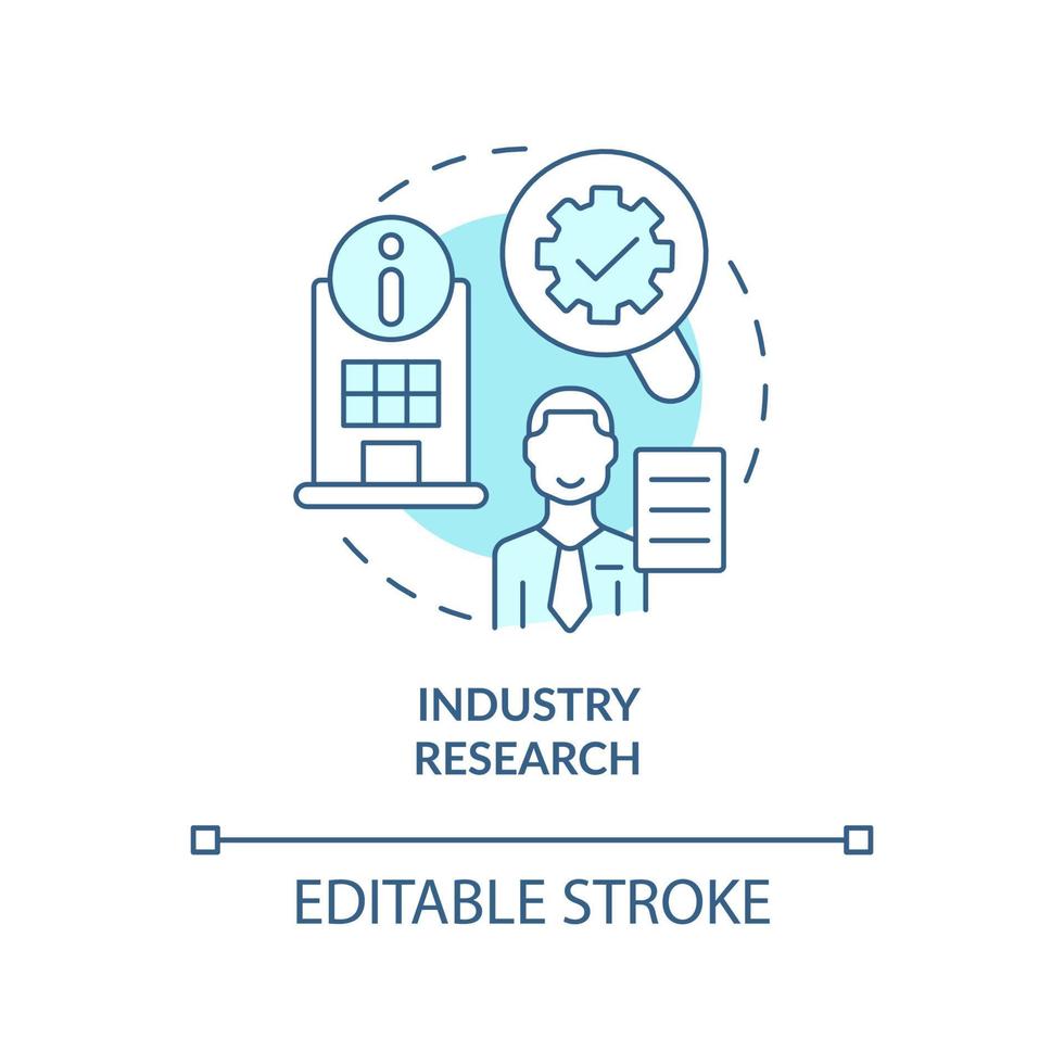 industrie Onderzoek turkoois concept icoon. markt analyses. manier naar identificeren trends abstract idee dun lijn illustratie. geïsoleerd schets tekening. bewerkbare beroerte vector