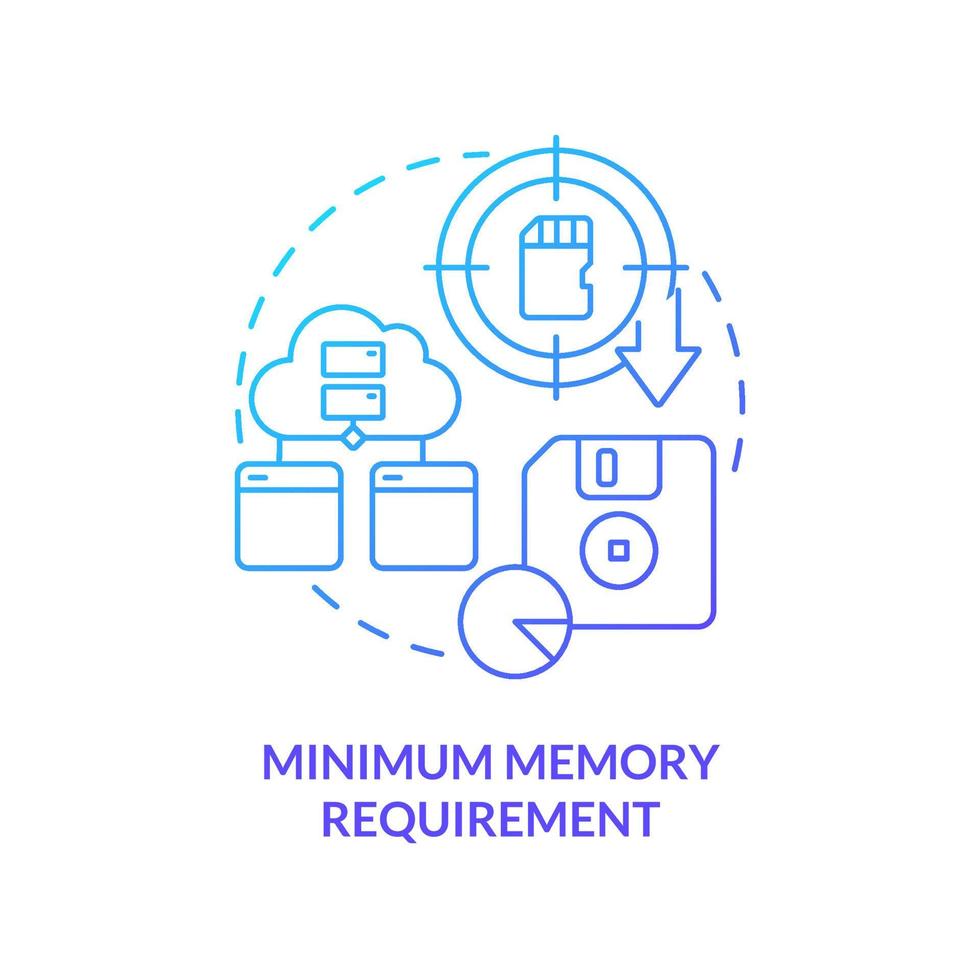 minimum geheugen vereiste blauw helling concept icoon. procedureel programmering voordeel abstract idee dun lijn illustratie. software ontwikkeling. geïsoleerd schets tekening vector