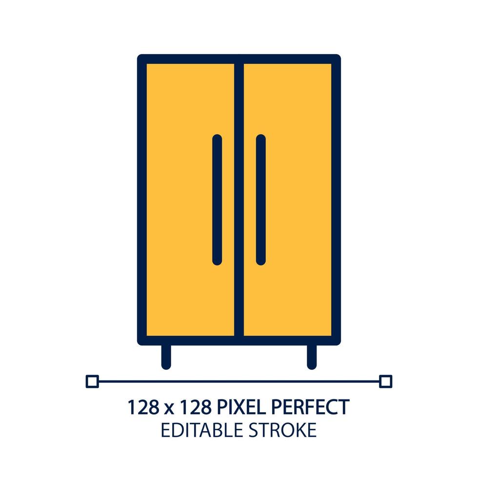 garderobe kast pixel perfect rgb kleur icoon. kast voor slaapkamer. houten kastje. hedendaags huis meubilair op te slaan. geïsoleerd vector illustratie. gemakkelijk gevulde lijn tekening. bewerkbare beroerte