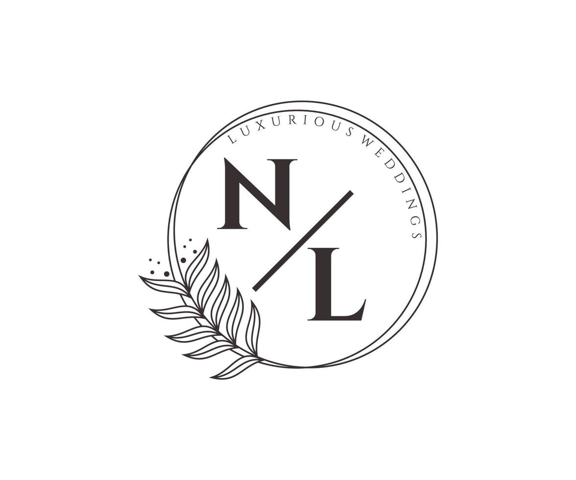 nl initialen brief bruiloft monogram logos sjabloon, hand- getrokken modern minimalistisch en bloemen Sjablonen voor uitnodiging kaarten, opslaan de datum, elegant identiteit. vector