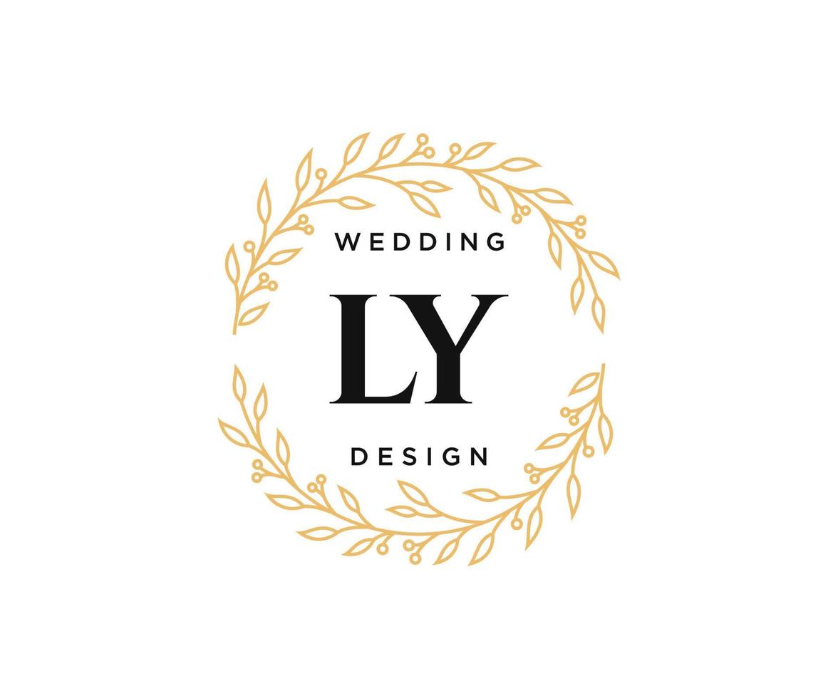 ly initialen brief bruiloft monogram logos verzameling, hand- getrokken modern minimalistisch en bloemen Sjablonen voor uitnodiging kaarten, opslaan de datum, elegant identiteit voor restaurant, boetiek, cafe in vector