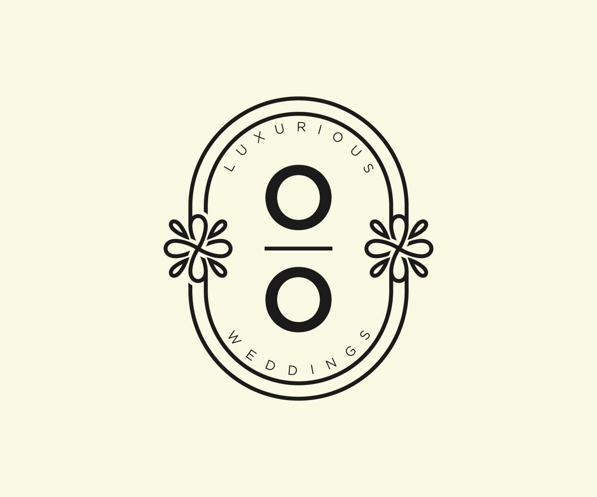 ooo initialen brief bruiloft monogram logos sjabloon, hand- getrokken modern minimalistisch en bloemen Sjablonen voor uitnodiging kaarten, opslaan de datum, elegant identiteit. vector