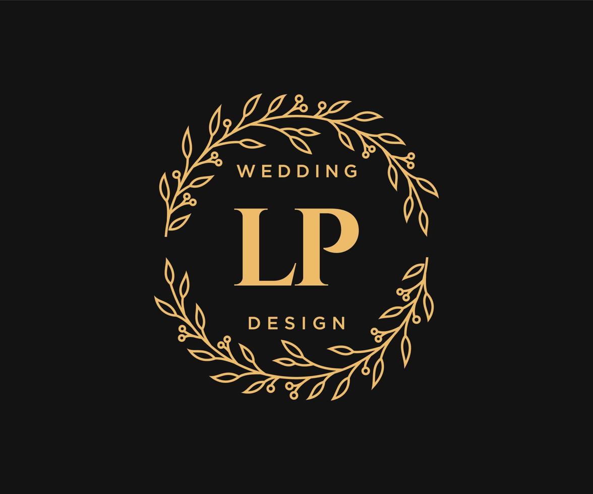 lp initialen brief bruiloft monogram logos verzameling, hand- getrokken modern minimalistisch en bloemen Sjablonen voor uitnodiging kaarten, opslaan de datum, elegant identiteit voor restaurant, boetiek, cafe in vector