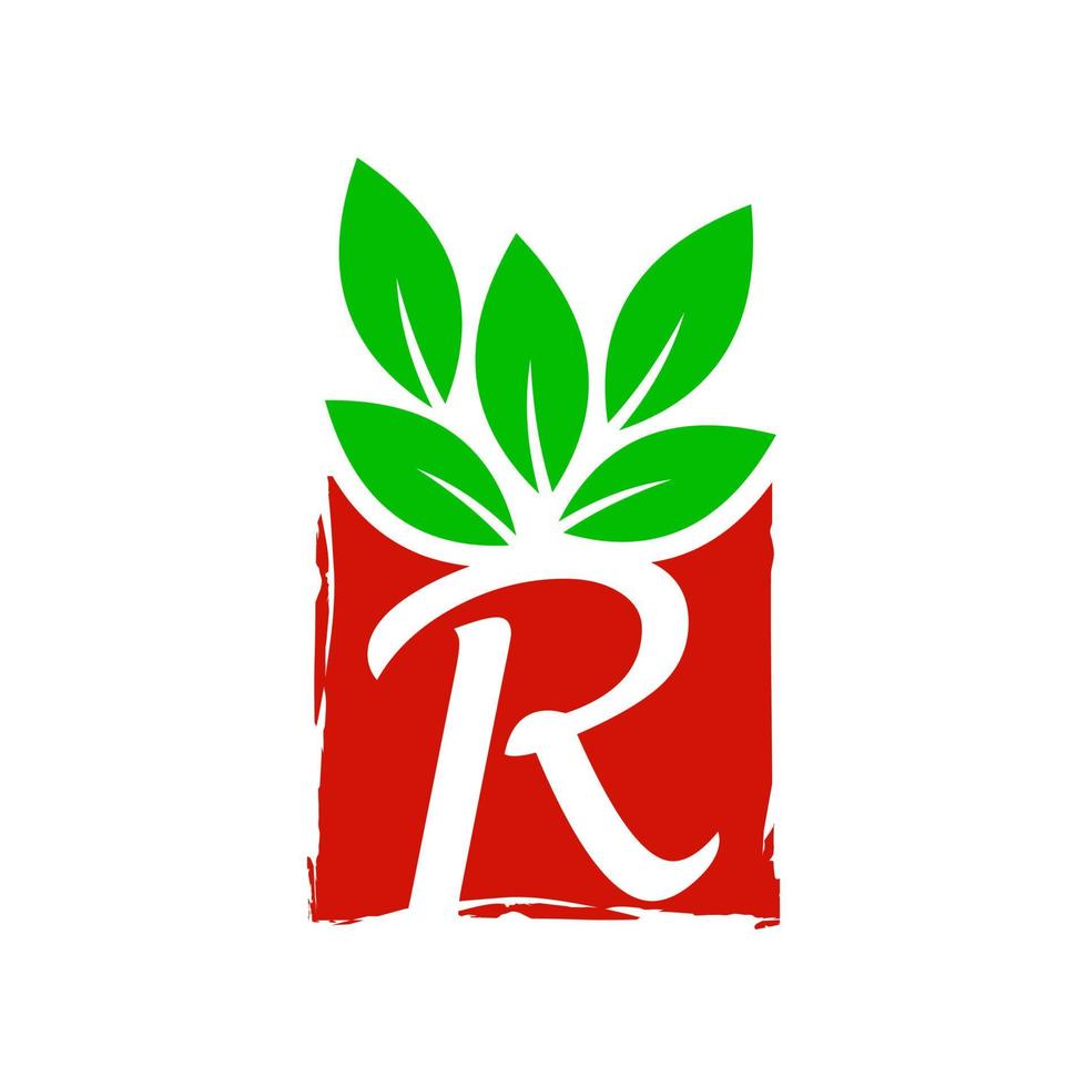 eerste r blad doos logo vector