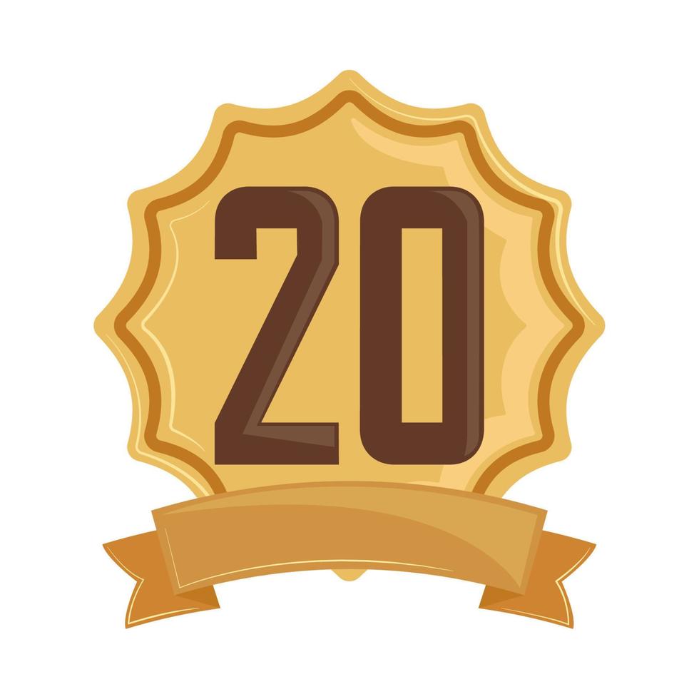 gouden insigne verjaardag 20 vector