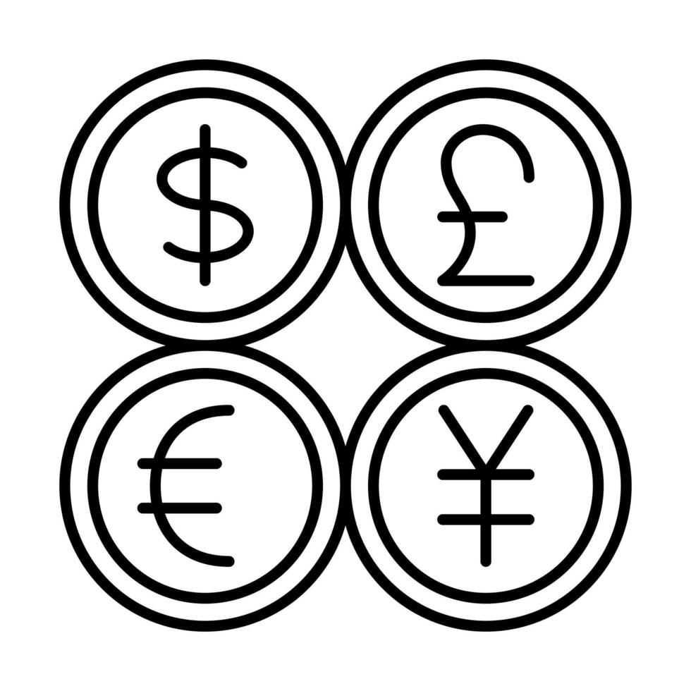 valuta verwant vector lijn pictogrammen. bevat zo pictogrammen net zo uitwisseling tarief en valuta voorspelling, verandering diagram